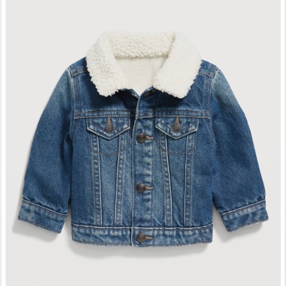 Toddler Sherpa lined denim jacket size 3T. Great condition!